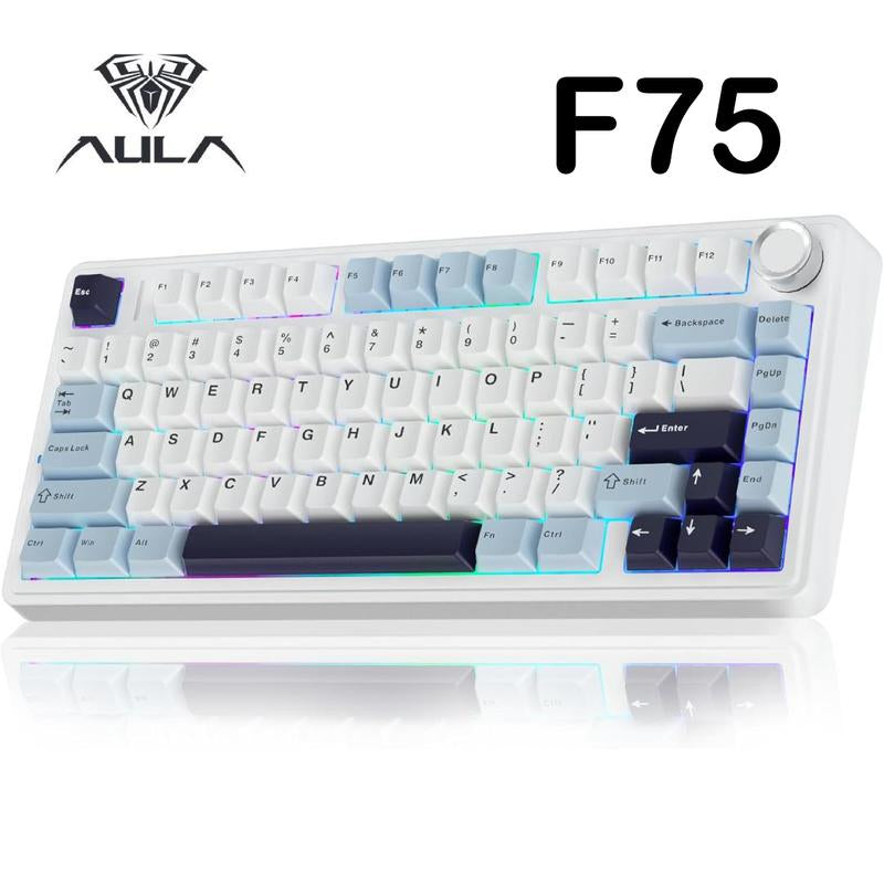 Aula F75 MAX Wireless Mechanical Keyboard 75% Layout Hot Swappable RGB Backlit Gasket Design TFT Screen Knob for PC Mac Linux