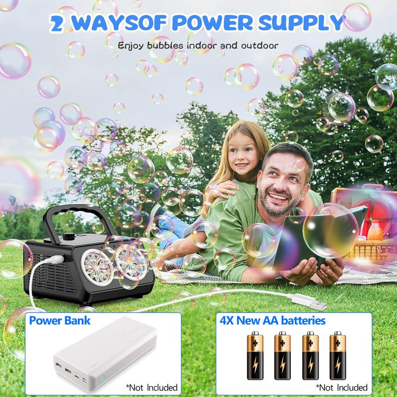 Bubble Machine with 2 Fans – Automatic Bubble Maker for 20,000+ Bubbles per Minute – Ideal for Indoor & Outdoor Fun, Birthday Parties