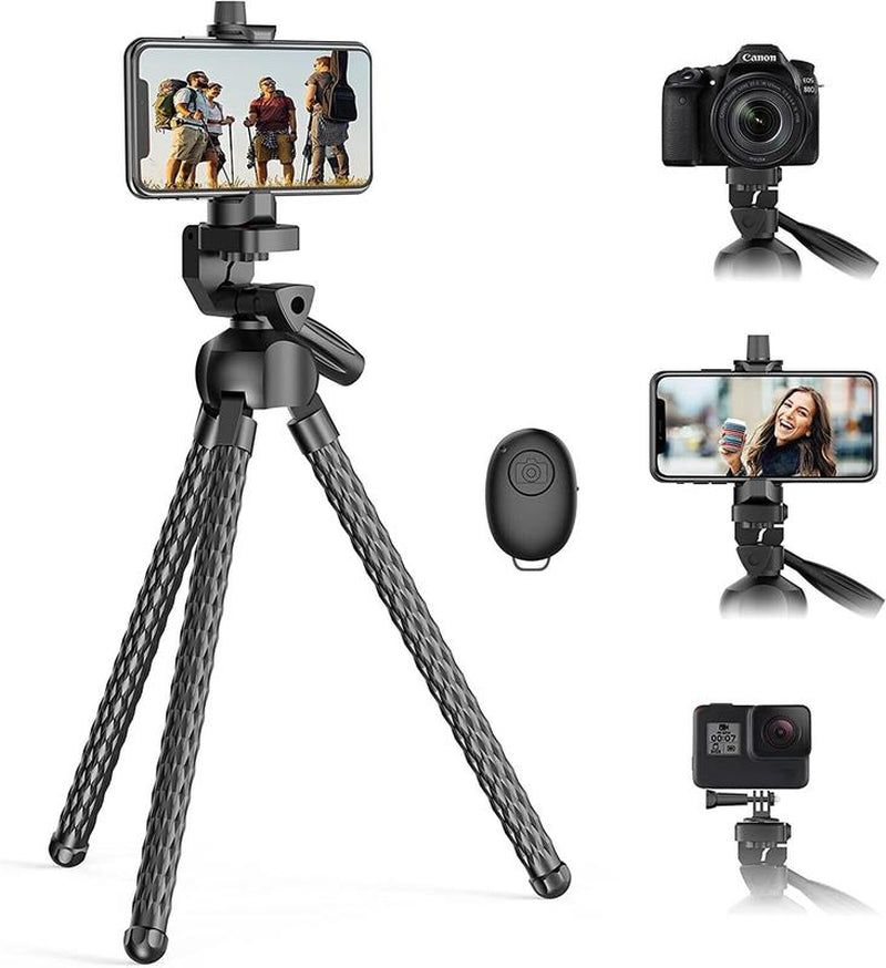 Selfie Stick Portable Mobile Phone Tripod Self Timer Remote Flexible Adjustable Cell Phone Holder for Smartphone with Wireless Remote Shutter