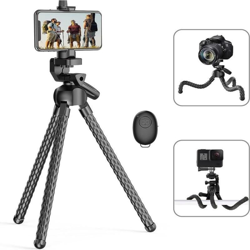 Selfie Stick Portable Mobile Phone Tripod Self Timer Remote Flexible Adjustable Cell Phone Holder for Smartphone with Wireless Remote Shutter