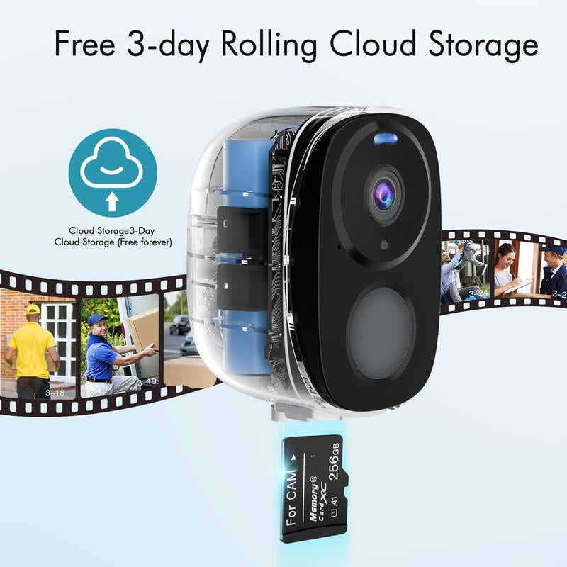 2K HD Wireless Outdoor Security Camera Work with Alexa, Home Security Surveillance Camera with Color Night Vision/ 2-Way Audio/Motion Detection/ Siren
