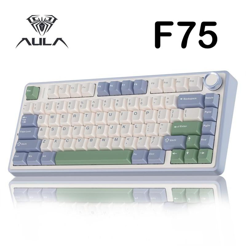 Aula F75 MAX Wireless Mechanical Keyboard 75% Layout Hot Swappable RGB Backlit Gasket Design TFT Screen Knob for PC Mac Linux