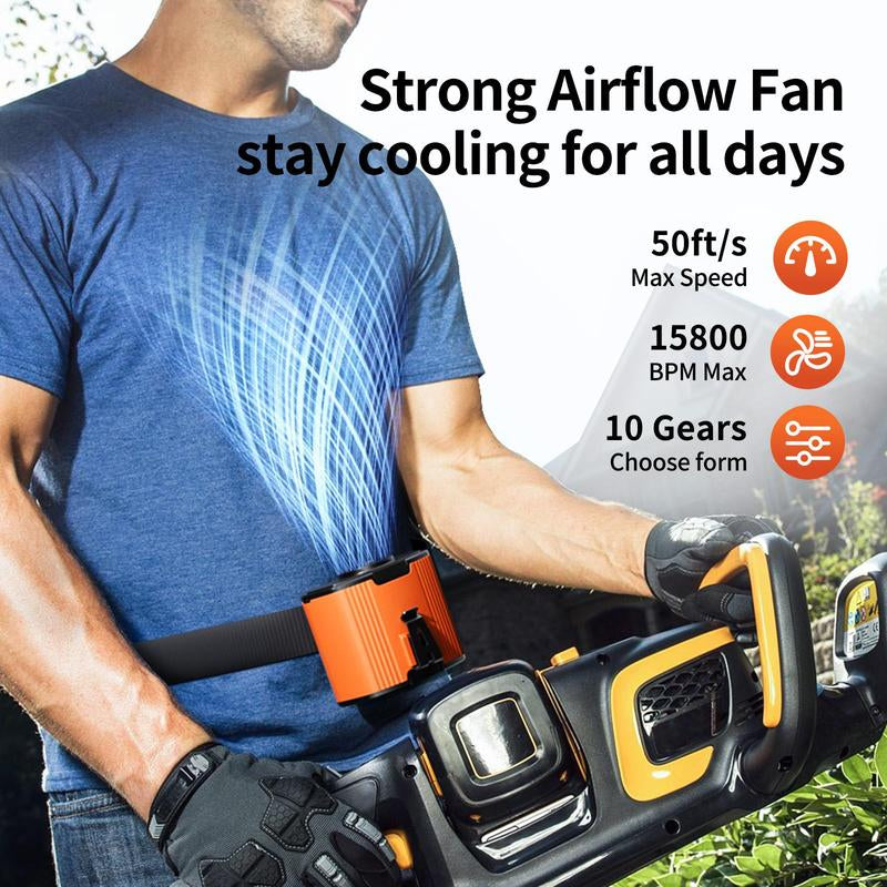 Doublepow Portable 12000Mah Large Capacity Fan, 2025 New Fan, Outdoor Hanging Waist Fan, 10 Speed Wind Cooling Fan, Power Bank, Rechargeable Camping Fan Suitable for Outdoor Sports, Hiking, Camping, Gardening, Travel, Perfect Back-To-School Gift