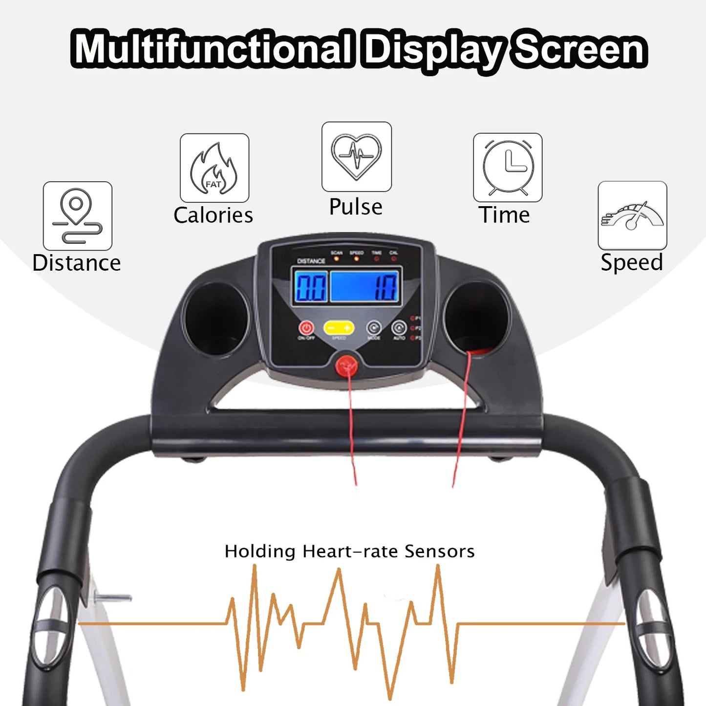 Foldable Treadmills for Home, Electric Running Exercise Machine Compact Treadmill for Home Gym Fitness Workout Jogging Walking for Home Office Apartment, Max 6.5MPH Speed, White