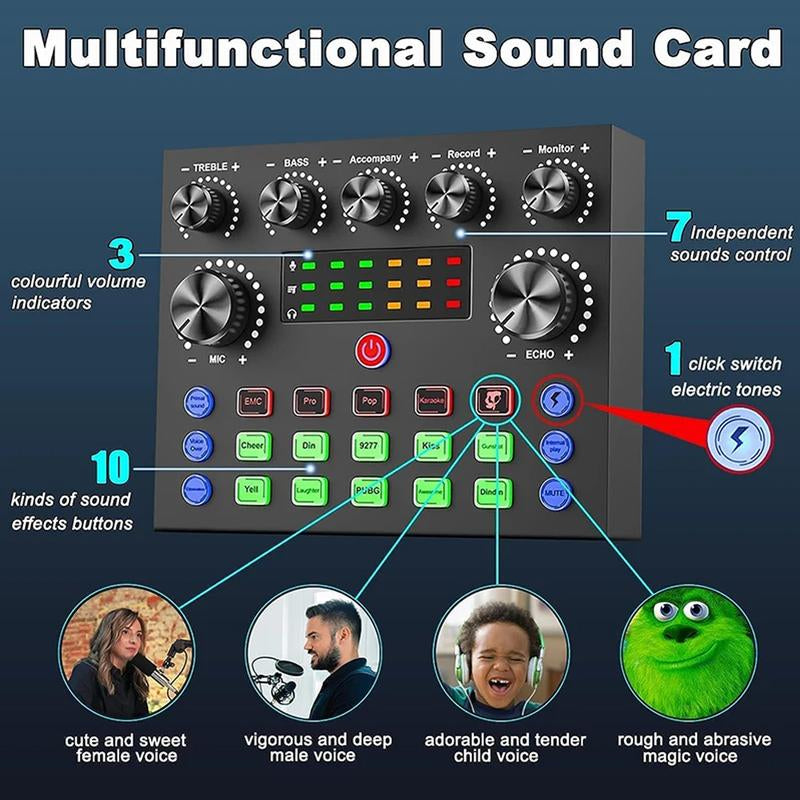 V8S Podcast Equipment Bundle, Live Sound Card and BM800 Microphone Condenser ,Recording, Broadcasting, Live Streaming, Youtube,Tiktok