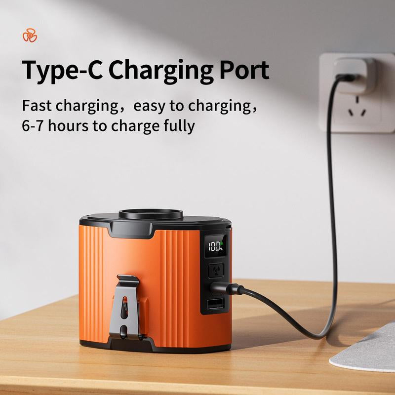 Doublepow Portable 12000Mah Large Capacity Fan, 2025 New Fan, Outdoor Hanging Waist Fan, 10 Speed Wind Cooling Fan, Power Bank, Rechargeable Camping Fan Suitable for Outdoor Sports, Hiking, Camping, Gardening, Travel, Perfect Back-To-School Gift