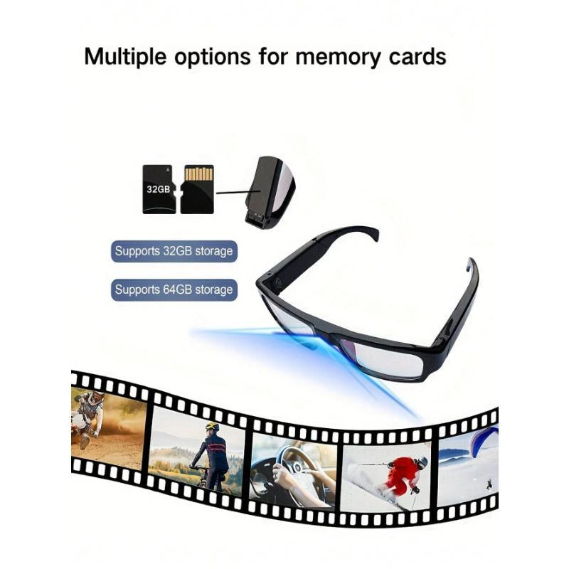1080P HD Smart Glasses – Built-In Video Recorder, 64GB Memory Card Included, Hands-Free Recording for Outdoor Sports & Adventures – Holiday Gift