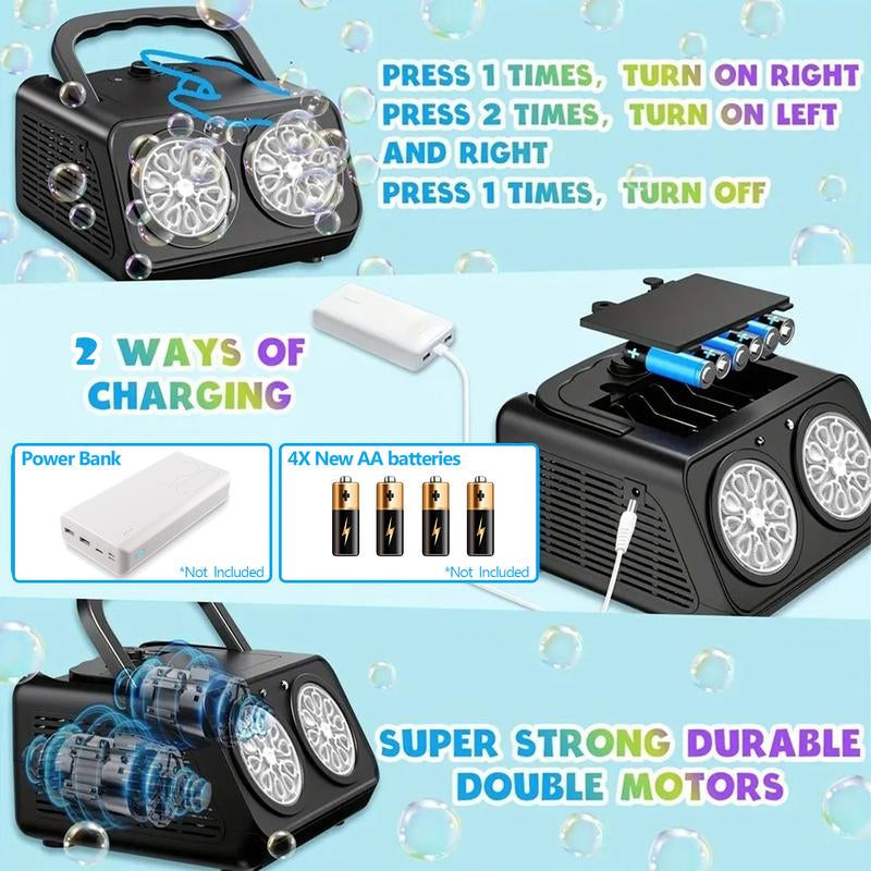 Bubble Machine with 2 Fans – Automatic Bubble Maker for 20,000+ Bubbles per Minute – Ideal for Indoor & Outdoor Fun, Birthday Parties