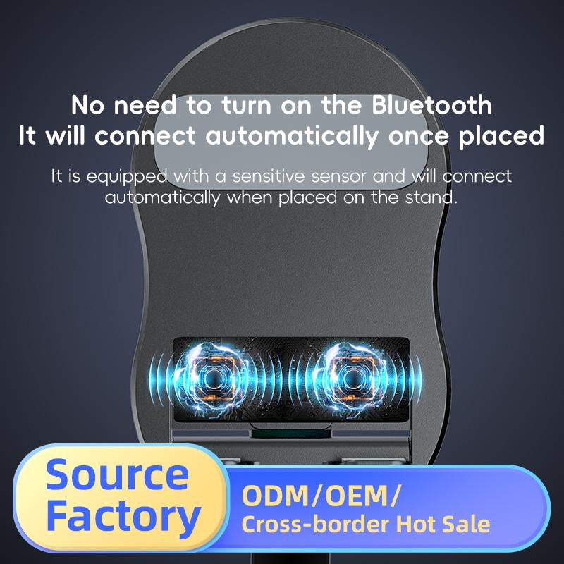 Wireless Inductionaudio Bluetooth Speaker 5In1 Phone Holder Emergency Rechargeable (3000Mah) with Colorful Ambient Light 300° Foldable for Tablet Iphone Android Phone Holder Speaker