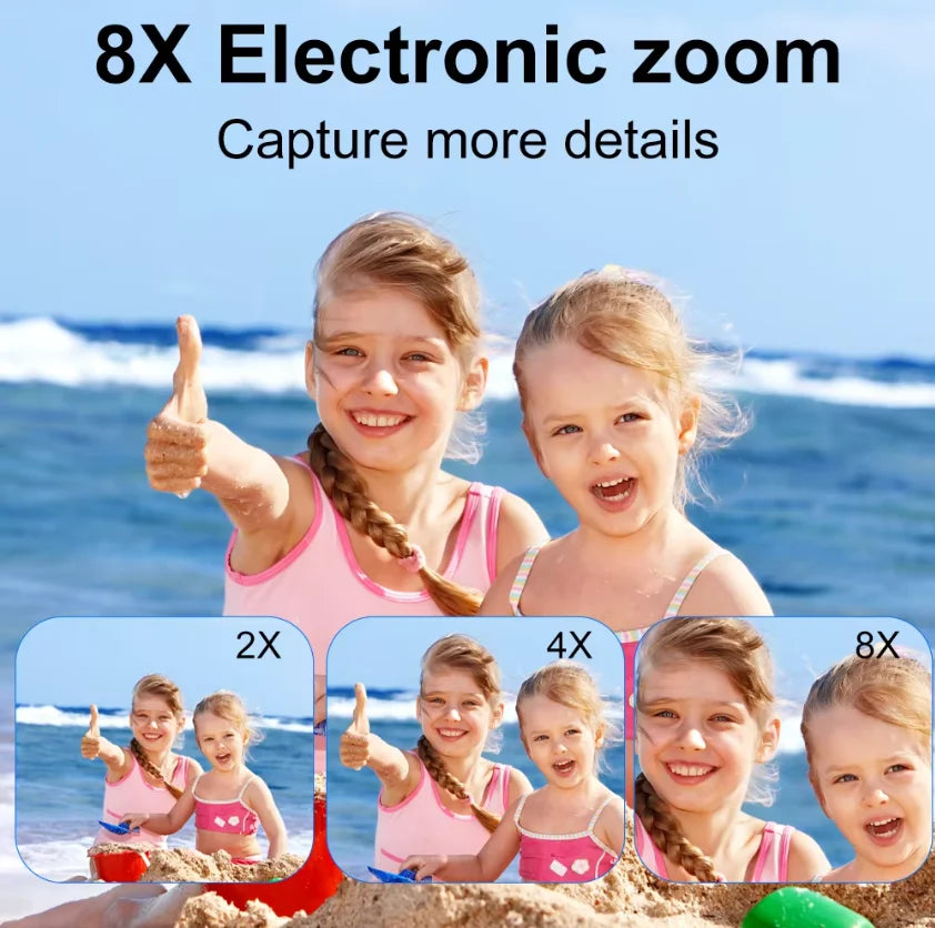 4K CCD 8X Digital Zoom Digital Camera for Student 48MP Compact Digital Photography Camera 180°Flip Screen Selfile Camera