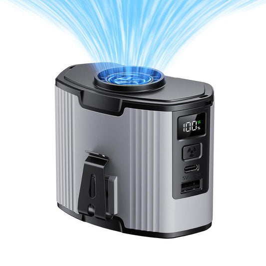 Doublepow Portable 12000Mah Large Capacity Fan, 2025 New Fan, Outdoor Hanging Waist Fan, 10 Speed Wind Cooling Fan, Power Bank, Rechargeable Camping Fan Suitable for Outdoor Sports, Hiking, Camping, Gardening, Travel, Perfect Back-To-School Gift