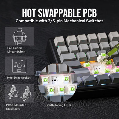 Aula F75 MAX Wireless Mechanical Keyboard 75% Layout Hot Swappable RGB Backlit Gasket Design TFT Screen Knob for PC Mac Linux
