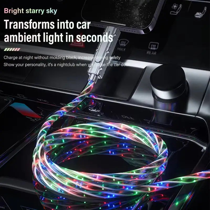 New Starry Sky RGB LED USB Type-C to Type-C to Lightning and 4 in 1 Fast Charging Cable for Iphone 15 14 Xiaomi Samsung HUAWEI