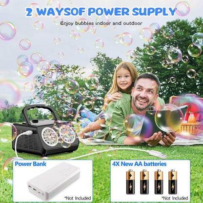 Bubble Machine with 2 Fans – Automatic Bubble Maker for 20,000+ Bubbles per Minute – Ideal for Indoor & Outdoor Fun, Birthday Parties