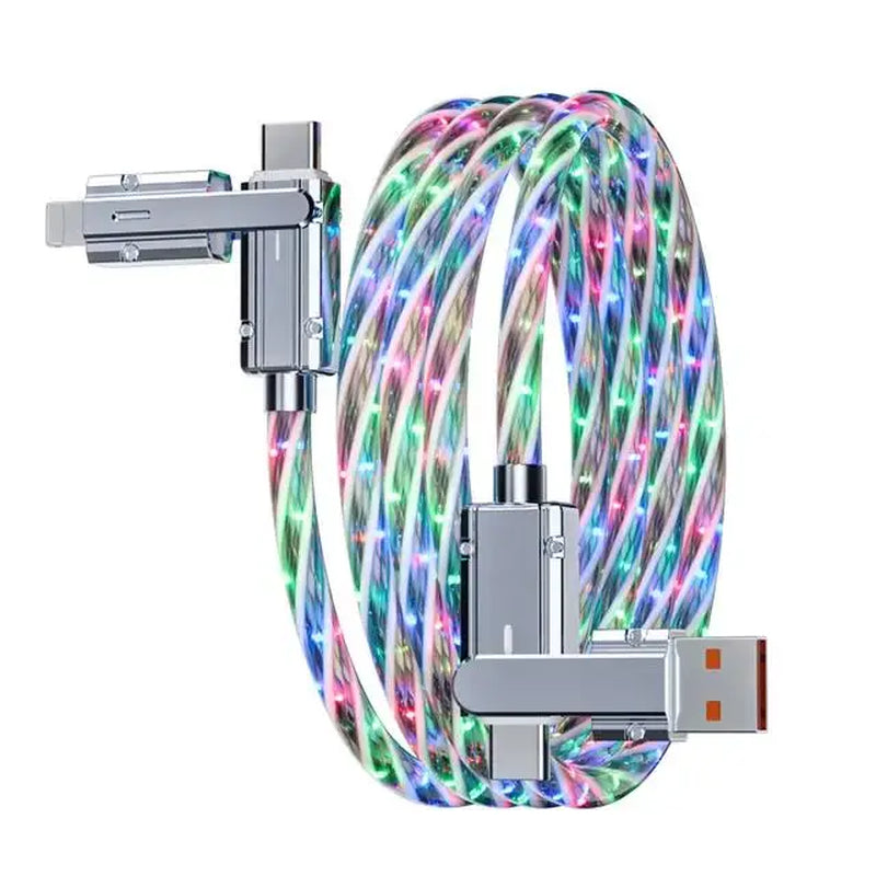 New Starry Sky RGB LED USB Type-C to Type-C to Lightning and 4 in 1 Fast Charging Cable for Iphone 15 14 Xiaomi Samsung HUAWEI