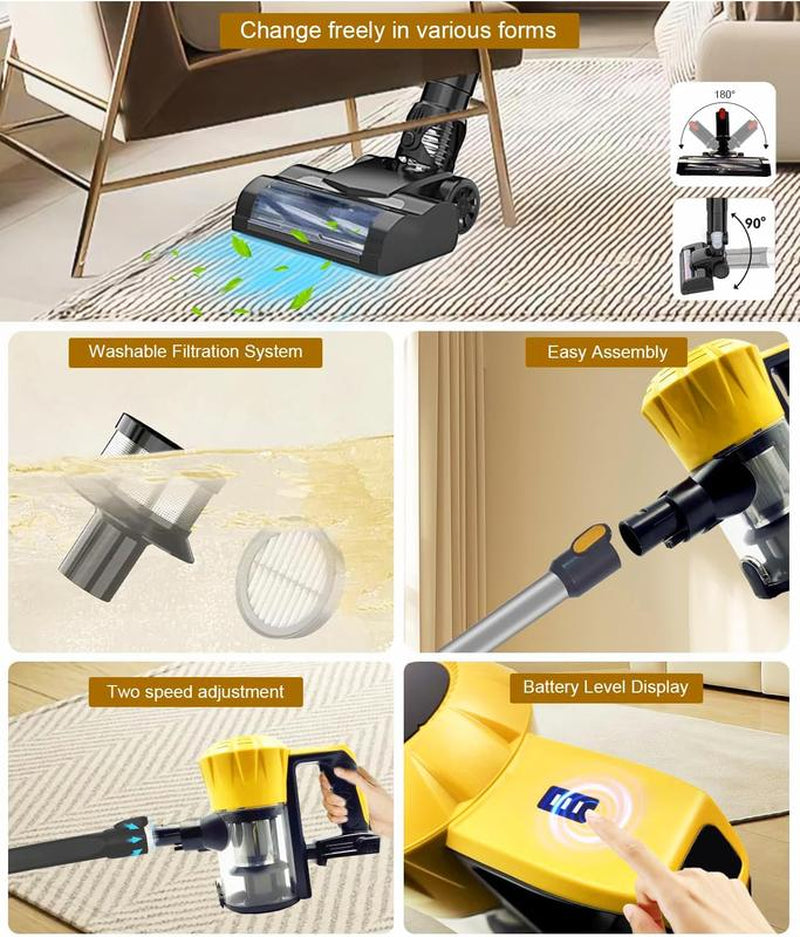 Dewalt 20V PLBT Vacuum Cleaner for Home with Wall Bracket, Stickvacuum Cleaner for Hard Floors, 6In1 Cleaner, Dewalt 30KPA