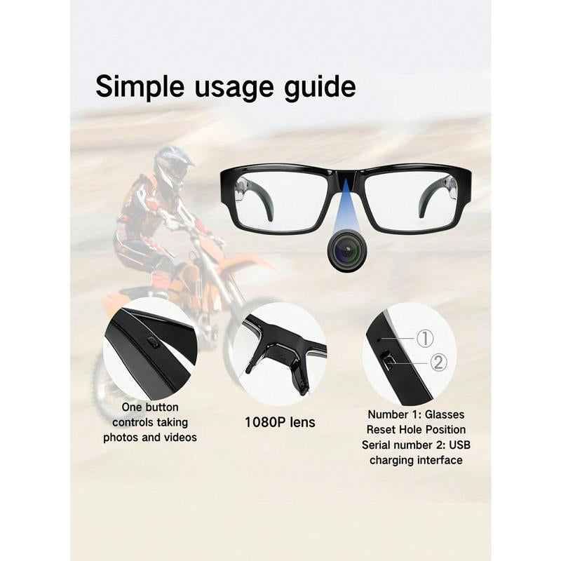 1080P HD Smart Glasses – Built-In Video Recorder, 64GB Memory Card Included, Hands-Free Recording for Outdoor Sports & Adventures – Holiday Gift