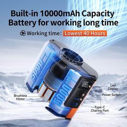 Doublepow Portable 12000Mah Large Capacity Fan, 2025 New Fan, Outdoor Hanging Waist Fan, 10 Speed Wind Cooling Fan, Power Bank, Rechargeable Camping Fan Suitable for Outdoor Sports, Hiking, Camping, Gardening, Travel, Perfect Back-To-School Gift