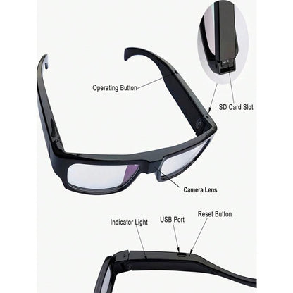 1080P HD Smart Glasses – Built-In Video Recorder, 64GB Memory Card Included, Hands-Free Recording for Outdoor Sports & Adventures – Holiday Gift