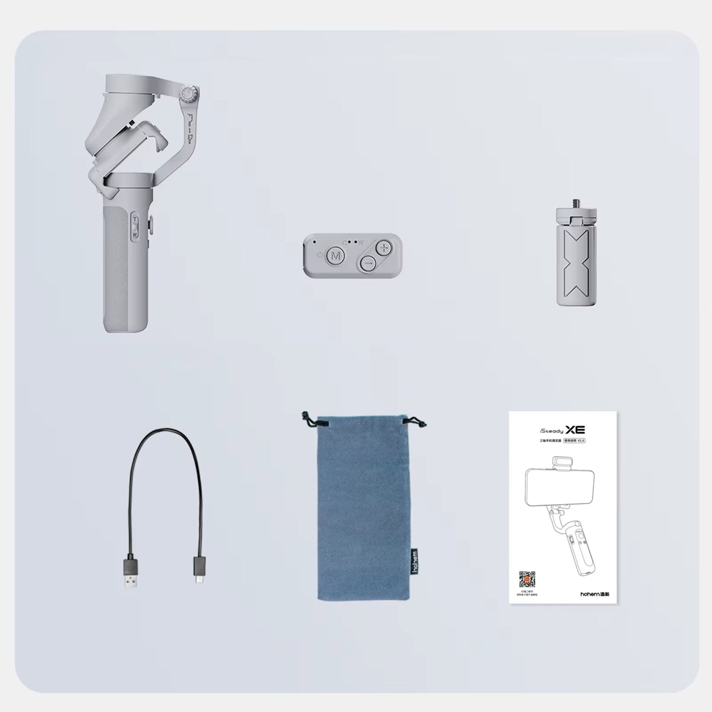 Hohem Isteady 3-Axis Smartphone Gimbal Stabilizer Portable Phone Vlog Gimbal Anti-Shake with Magnetic LED Fill Light Mini Tripod