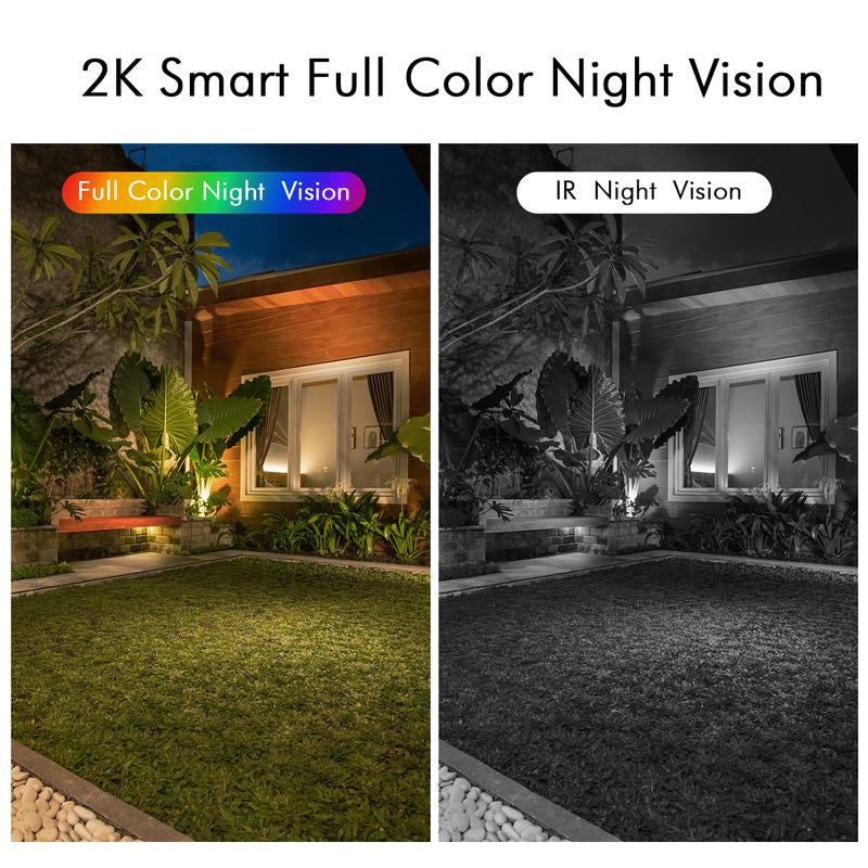 2K HD Wireless Outdoor Security Camera Work with Alexa, Home Security Surveillance Camera with Color Night Vision/ 2-Way Audio/Motion Detection/ Siren