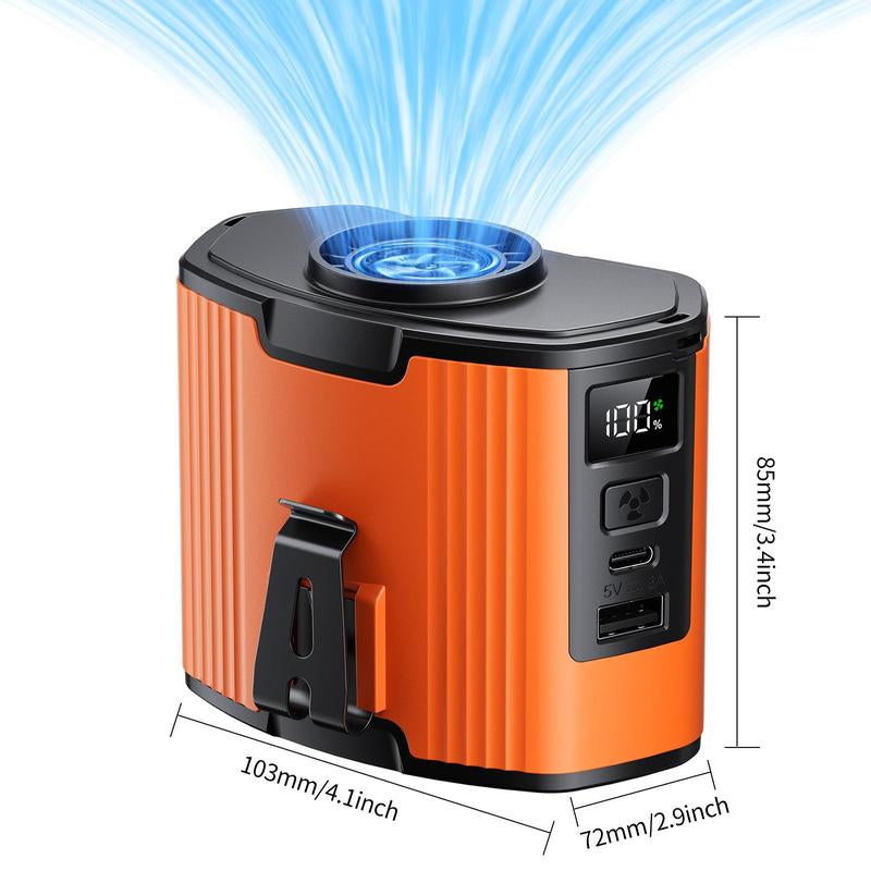 Doublepow Portable 12000Mah Large Capacity Fan, 2025 New Fan, Outdoor Hanging Waist Fan, 10 Speed Wind Cooling Fan, Power Bank, Rechargeable Camping Fan Suitable for Outdoor Sports, Hiking, Camping, Gardening, Travel, Perfect Back-To-School Gift