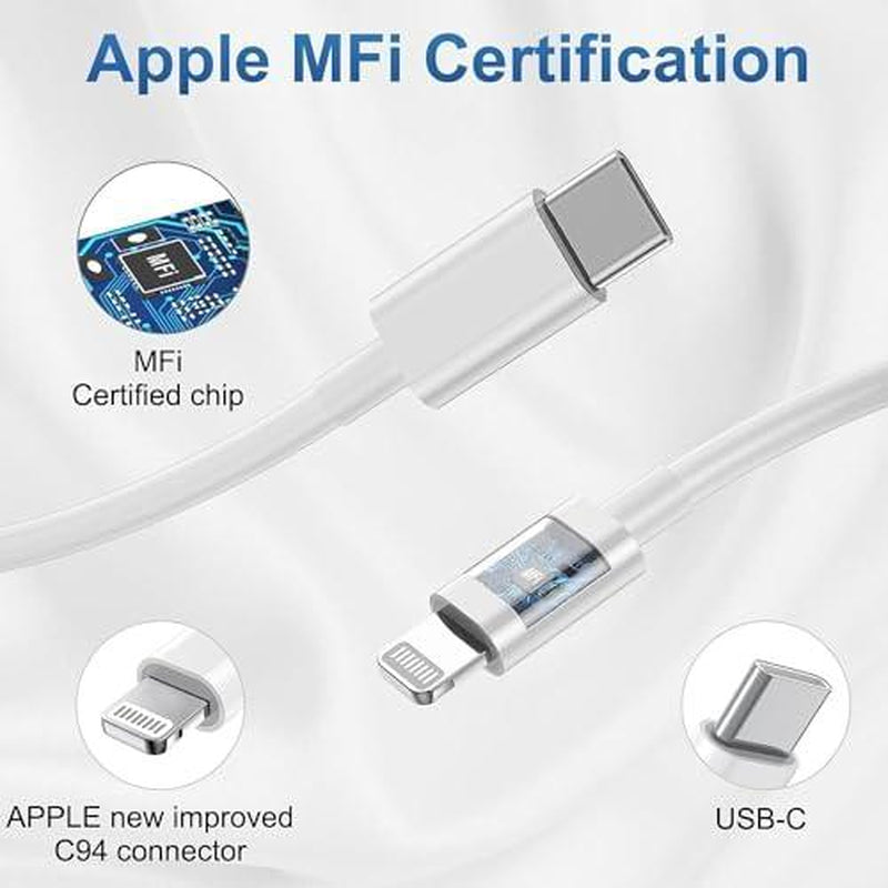 2 Pack Type C Wall Charger Block with 2 Pack [6FT&10FT] Long USB C to Lightning Cable for Iphone 14/13/12/12 Pro Max/11/Xs Max/Xr/X,Airpods Pro