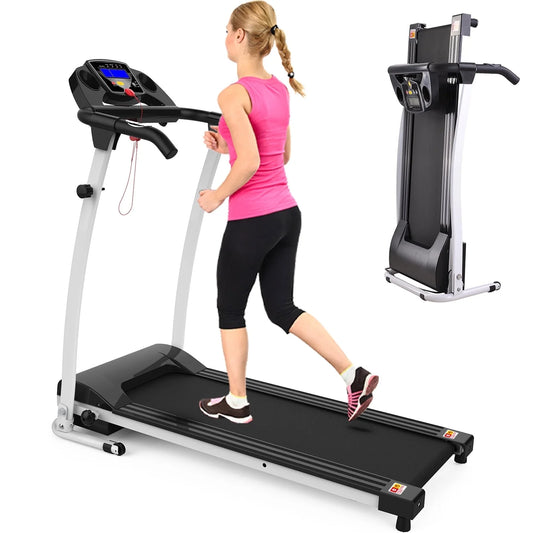 Foldable Treadmills for Home, Electric Running Exercise Machine Compact Treadmill for Home Gym Fitness Workout Jogging Walking for Home Office Apartment, Max 6.5MPH Speed, White