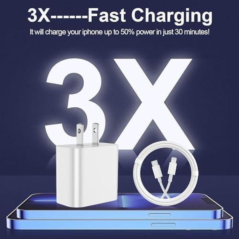 2 Pack Type C Wall Charger Block with 2 Pack [6FT&10FT] Long USB C to Lightning Cable for Iphone 14/13/12/12 Pro Max/11/Xs Max/Xr/X,Airpods Pro