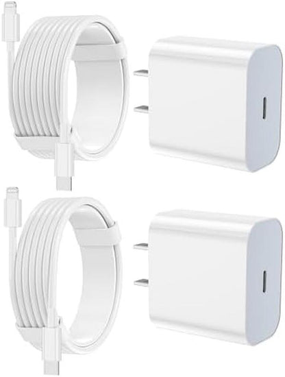 2 Pack Type C Wall Charger Block with 2 Pack [6FT&10FT] Long USB C to Lightning Cable for Iphone 14/13/12/12 Pro Max/11/Xs Max/Xr/X,Airpods Pro