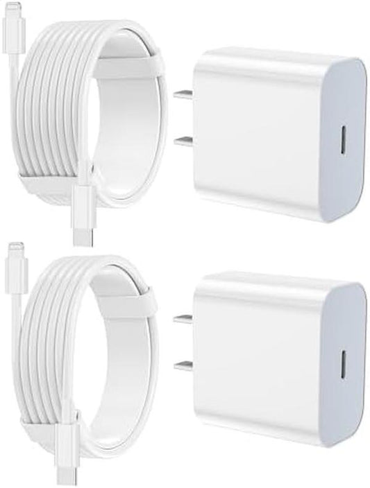 2 Pack Type C Wall Charger Block with 2 Pack [6FT&10FT] Long USB C to Lightning Cable for Iphone 14/13/12/12 Pro Max/11/Xs Max/Xr/X,Airpods Pro