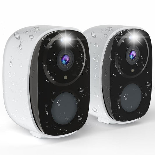 2K HD Wireless Outdoor Security Camera Work with Alexa, Home Security Surveillance Camera with Color Night Vision/ 2-Way Audio/Motion Detection/ Siren