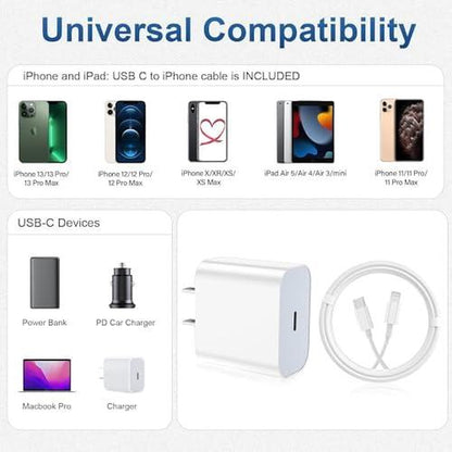 2 Pack Type C Wall Charger Block with 2 Pack [6FT&10FT] Long USB C to Lightning Cable for Iphone 14/13/12/12 Pro Max/11/Xs Max/Xr/X,Airpods Pro