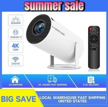 [US Warehouse] Magcubic 4K HY300 Pro Portable Projector Native 1280*720P Android 11 Dual Wifi6 290ANSI Built-In Speaker&Appstore Allwinner H713 BT5.4 Cinema Outdoor Mini Projetor WIFI6 Remote Control Included Projector 2025